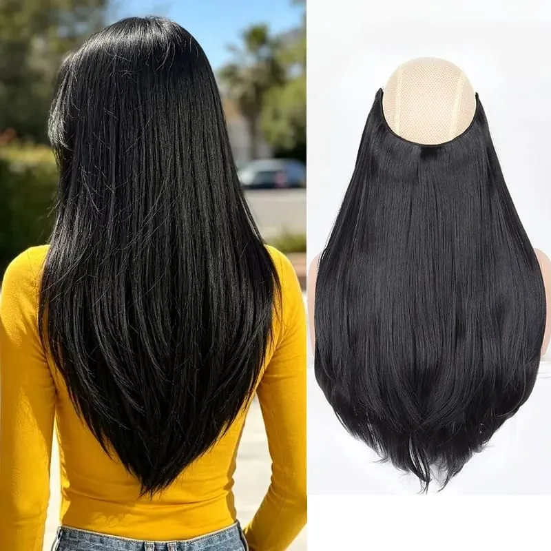 20Inch Synthetic Layered Clip In Hair Extensions Long Straight High Temp Fiber Hair Extension for Women Increase Hair Volume — image 2
