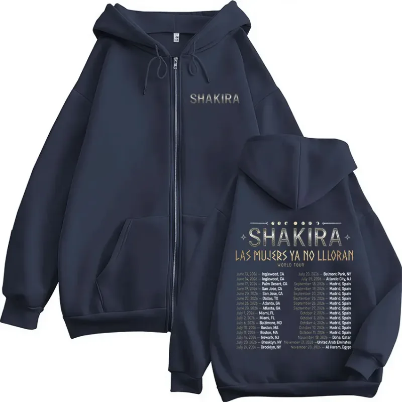 Shakira Las Mujeres Ya No Lloran World Tour 2026 Zipper Hoodies Men Women Fashion Casual Long Sleeve Zip Up Sweatshirts Jackets — image 2