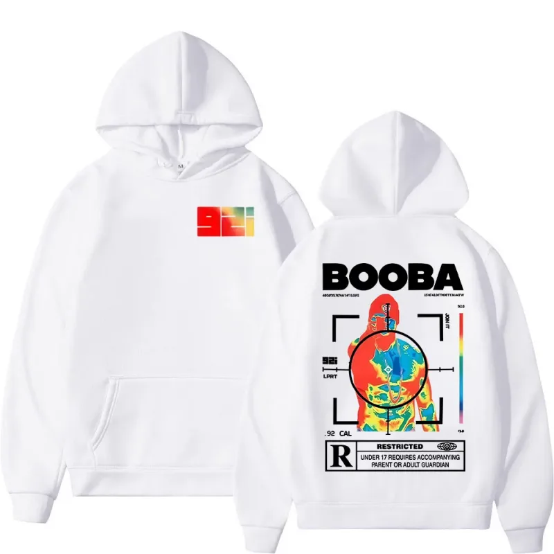프랑스 랩퍼 BOOBA B2O 투어 2025 후드 티 남성 복고풍 스타일 힙합 긴 소매 후드 티셔츠 의류 오버 사이즈 풀오버 — image 2