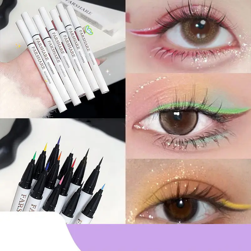 12 สีปากกาอายไลเนอร์กันน้ำ Ultra-Fine Tip Liquid Eyeliner Long-Lasting Eye Liner Quick-แห้งแต่งหน้าสีสันสำหรับคอสเพลย์ — image 2