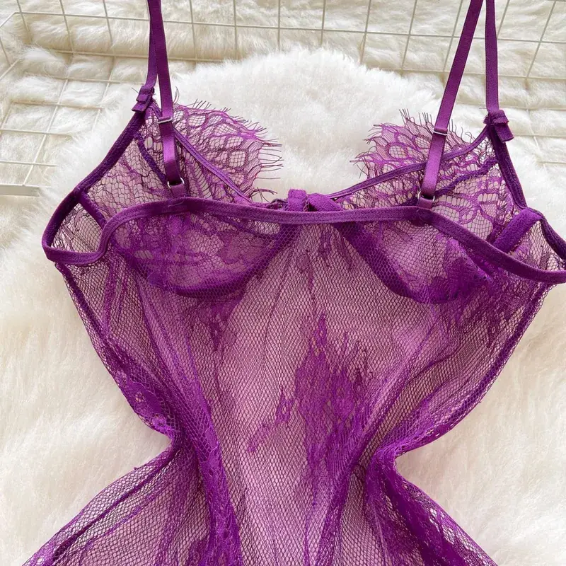 Женское модное тонкое прозрачное облегающее платье Pure Desire, женское новое винтажное сексуальное сетчатое фиолетовое длинное платье с лямкой на бретельках и вышивкой — image 5