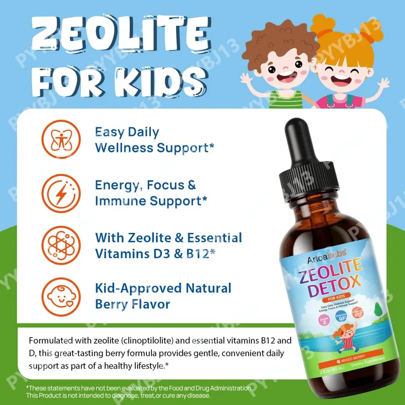ArtoaLabs Sugar Free Vegan Zeolite Detox Oral Liquid Supplements Zeolite Detox Drops for Kids Energy Daily Wellness Support