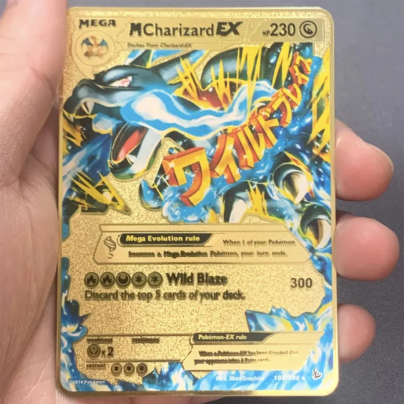 Kartu Pokemon Logam Inggris DIY Arceus Mewtwo Charizard Pikachu Besi Mengkilap Pokémon GX Vmax EX Hadiah Mainan Kartu Koleksi Anak-anak Permainan — image 18