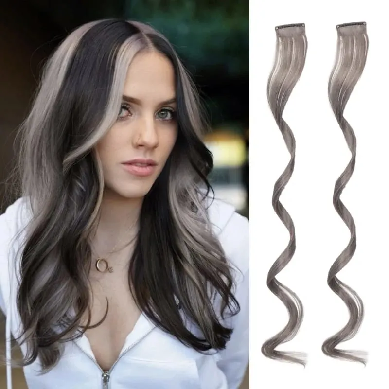 2PCS Rainbow Mixed Color Clip In Hair Extensions 20 Inch Curly Synthetic Hair for Girls Women Halloween Cosplay Party — image 8
