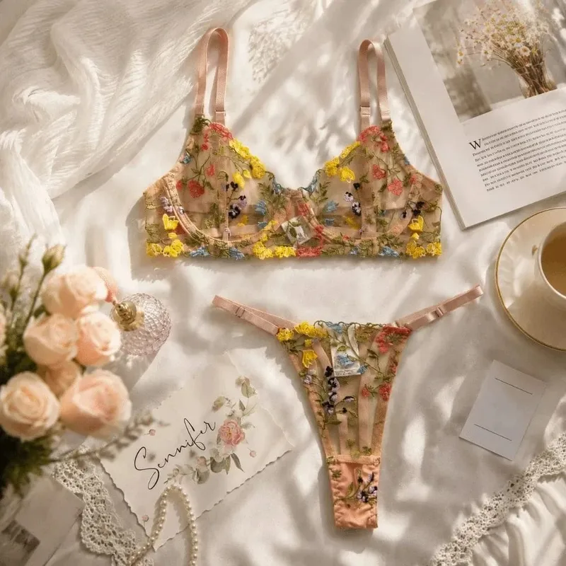 Sheer Intimates Transparent Lingerie Set Push Up Ultra-thin Panties Bra Set Elegant Bra Suit Lady