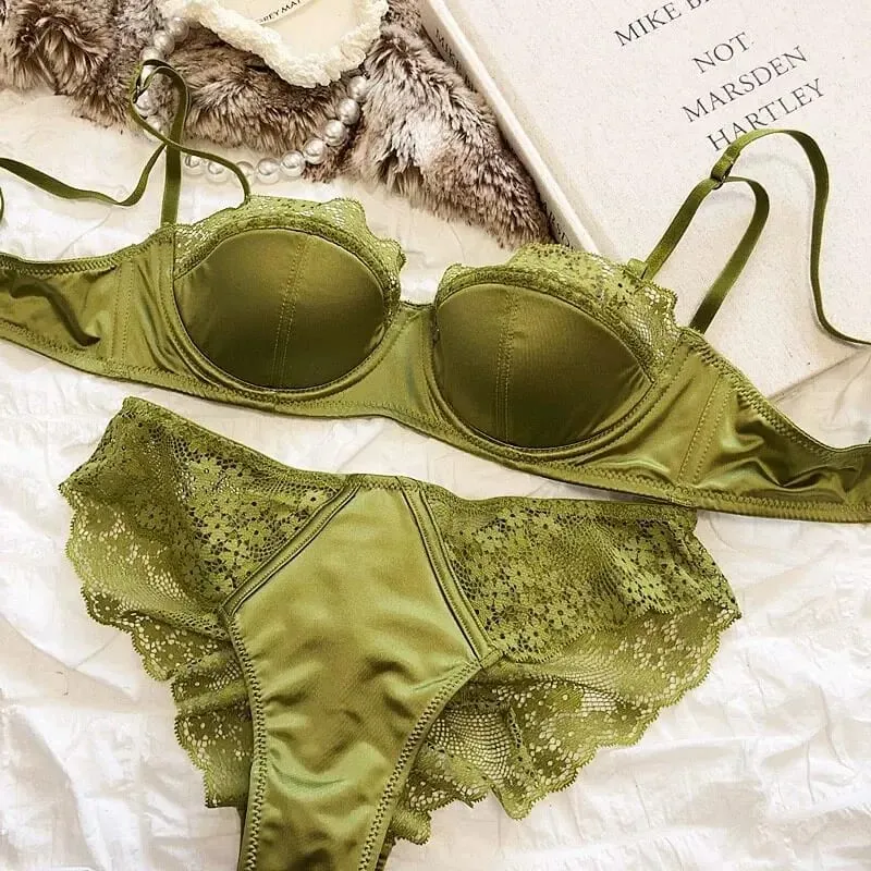 السيدات الفرنسية نصف كوب الملابس الداخلية مجموعة لينة Underwire رفع رقيقة حزام الصيف رقيقة وخفيفة الوزن الملابس الداخلية الصدرية 32-38AB — image 7