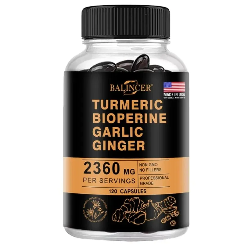 Tambahan Halia Kunyit dengan Piperine 2360 Mg dengan Bawang Putih Keselesaan Penghadaman & Kekebalan Nutrisi Tambahan Kalsium Bebas Gluten — image 8