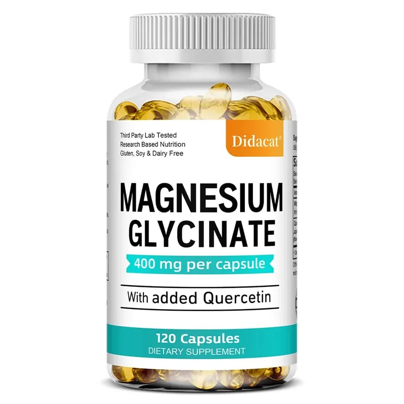 Glicinato de magnésio - com quercetina melhora a saúde cardiovascular, reduz o estresse e promove o crescimento muscular do sono saudável