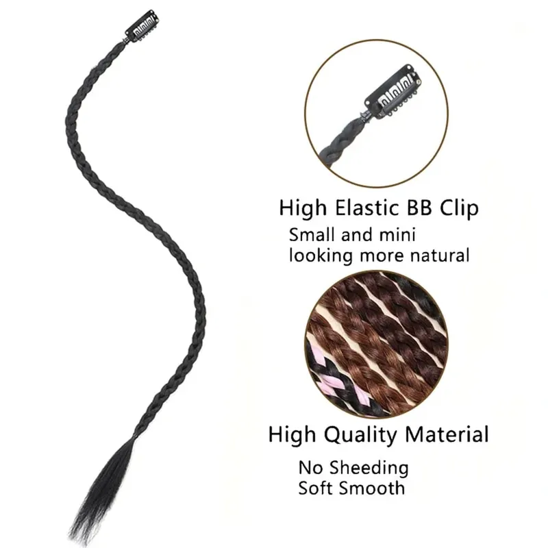 Synthetic 2pcs Braid Wig With Strong BB Clip Y2k Spice Girl Boxing Braid Ponytail Lightweight Box Braid Ponytail Piece for Women