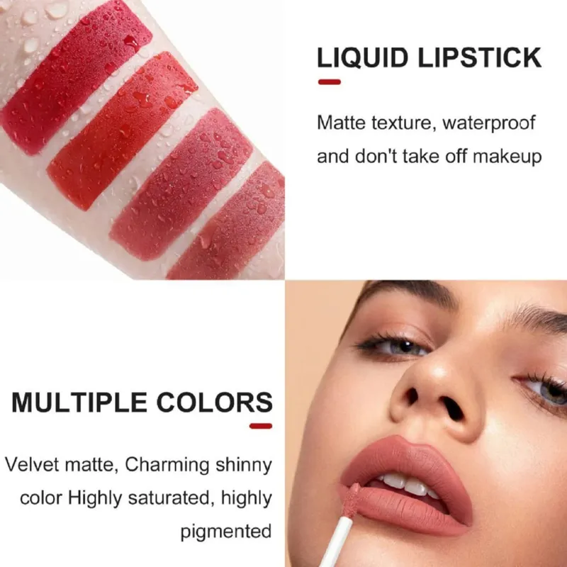 Pambabaeng 2-in-1 Lipstick Set na may Lip Liner Waterproof Long-lasting Korean Makeup Matte Finish Cosmetics Kit Libreng Pagpapadala — image 2