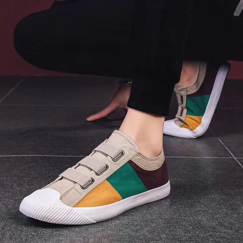 New Fashion Men's Canvas Sneakers Casual Shoes Breathable Flat Buckle Loafers Shoes Summer Autumn Mens Designer Men Board Shoes