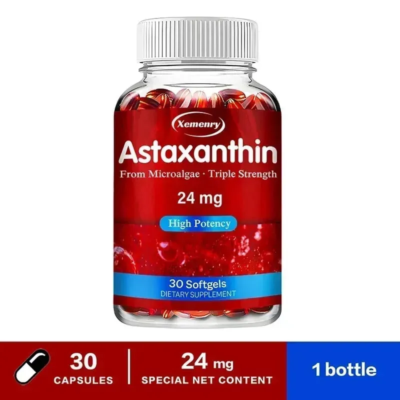 Astaxantina 24 Mg - Promove a saúde cardiovascular Acelera o metabolismo Mantém a saúde das articulações dos olhos e da pele Antioxidante