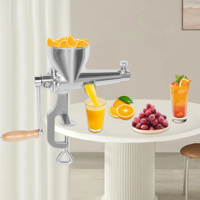 Manual Juice Squeezer – 304 Stainless Steel – C-Clamp Base – 3.54" Inlet – for Wheatgrass Vegetable Fruit – Easy Clean – Home & Commercial – Silver — image 7