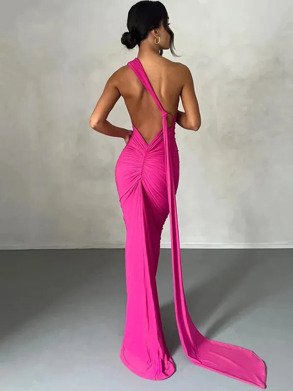 Hugcitar One Shoulder, ρυθμιζόμενο κασκόλ με ρολό, σέξι μάξι φόρεμα 2025, Κομψό γυναικείο φόρεμα Streetwear Y2K — image 11