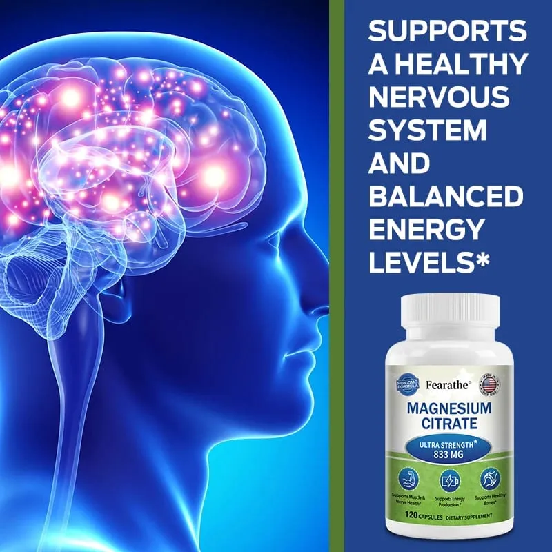 Magnesium Citrate Capsules Highly Absorbable Nutritional Supports Relaxation Sleep Bone Heart Nerve Muscle & Metabolism — image 6