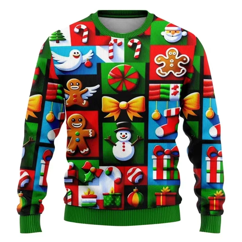 Moda 2026 feio camisola de natal engraçado natal gráfico moletom papai noel cosplay pullovers menino crewneck poliéster agasalho — image 15