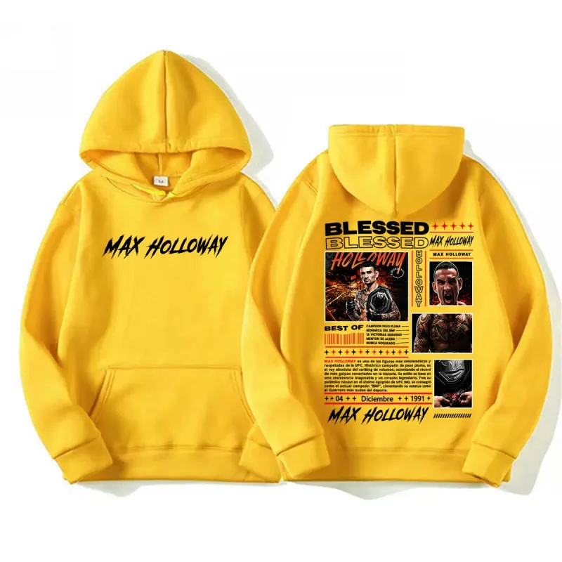 Max Holloway Blessed Vintage Graphic Hoodies Men Women Fashion Violence Aesthetic Sweatshirt Casual High Quality Pullovers Hoody — image 9