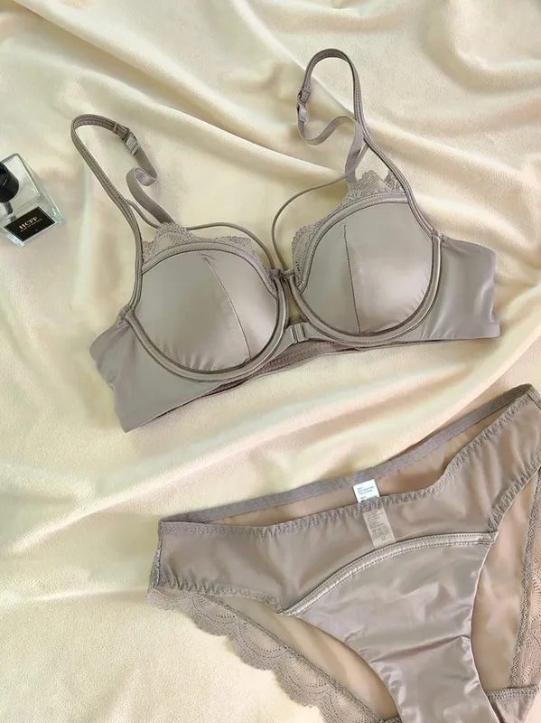 French Front Buckle Thin Cup Bralette Sexy Hollow Women Underwear Set High Quality Lace Push Up Bras Breathable Comfort Lingerie — image 5