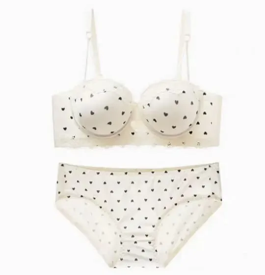 Cute Sweet Heart Lace Bra & Panty Set Sexy Push Up Side Support Anti Sag Soft Lingerie For Small Bust 32‑38AB Bra set — image 8