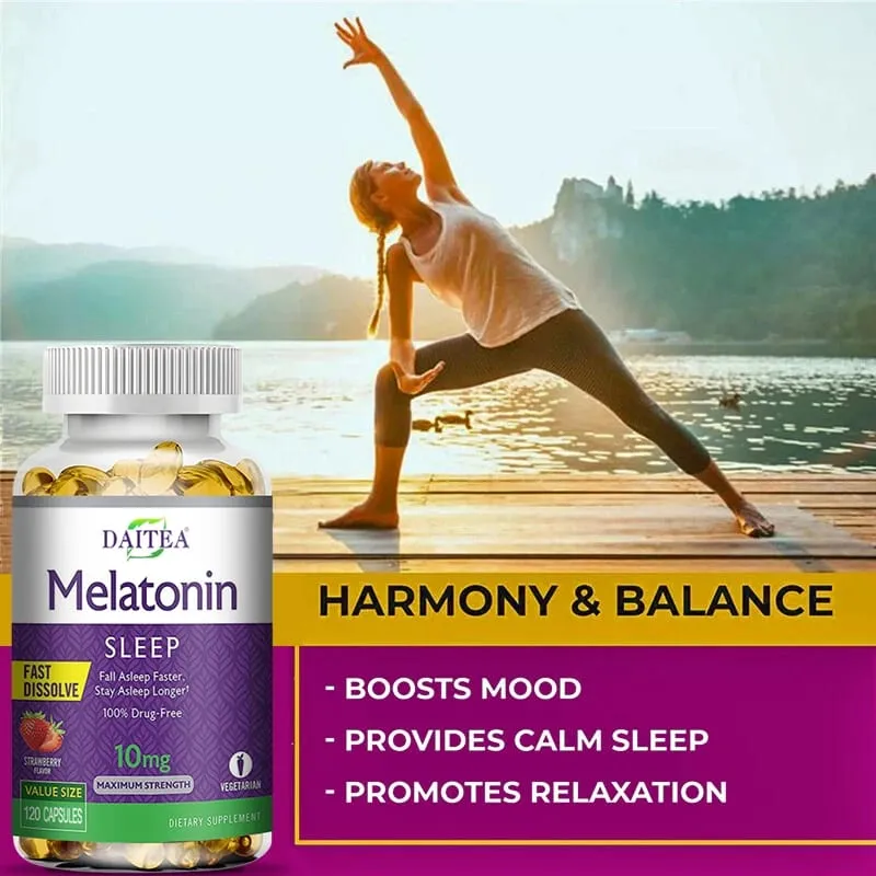 Melatonin Capsules - Sleep Aid Supplement That Helps Nourish Nerves Relieves Sleep Disorders and Improves Energy Levels