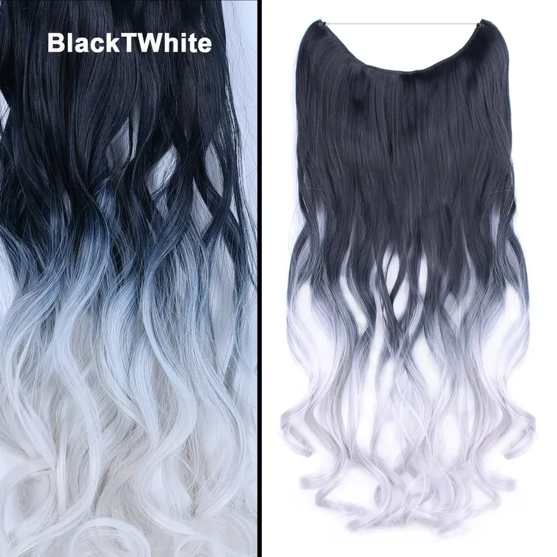 Jeedou Wavy Hair Extension Elasticity Invisible Wire Fish Line One Piece No Clips Synthetic Hairpieces Ombre Color For Ladies — image 41