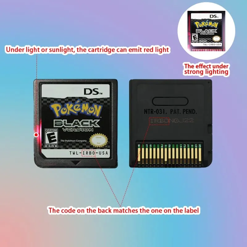 미국 EUR FRA ITA NOE AUS ESP NDS 게임 카트리지 포케몬 블랙 화이트 플래티넘 HeartGold SoulSilver for DS 2DS 3DS 콘솔 — image 2