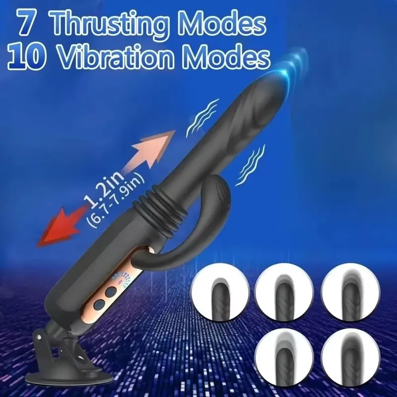 7 Telescopic Sex Machine Thrusting Dildo Vibrator 30MM Auto Stretch Rechargeable With Suction Cup Adult Sex Toys for Women — image 2