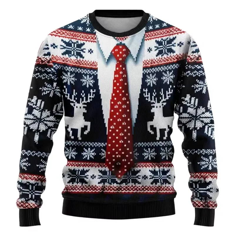 Moda 2026 feio camisola de natal engraçado natal gráfico moletom papai noel cosplay pullovers menino crewneck poliéster agasalho