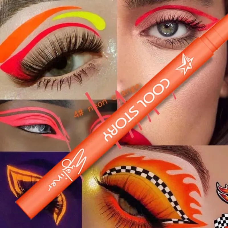 Stylo Gel Eyeliner Fluorescent UV 12 couleurs, imperméable, séchage rapide, Eyeliner coloré néon, blanc, bleu, violet, maquillage pour les yeux, fête musicale — image 13
