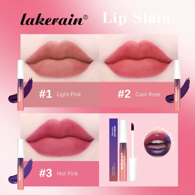 Lakerain conjunto de brilho labial casca e bastão rosa brilho labial resistente à transferência de longa duração à prova d'água brilho labial natural para mulheres — image 6