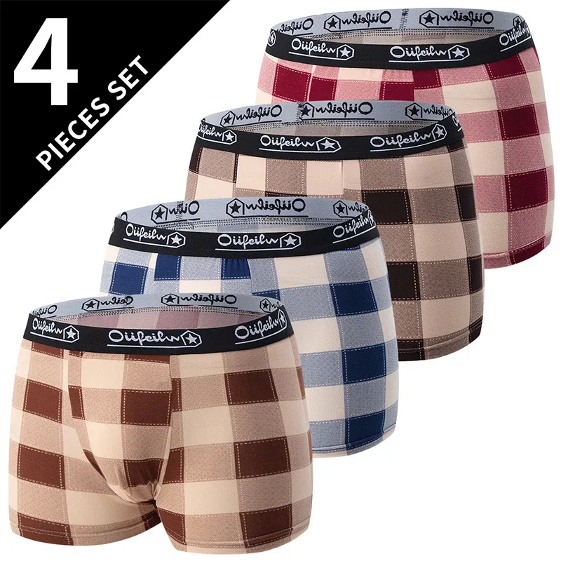 4 Pack Europe And America Size Men'S Solid Color Sexy Boxer Underwear Antibacterial Breathable Plus Size Men'S Shorts Underwear — image 19