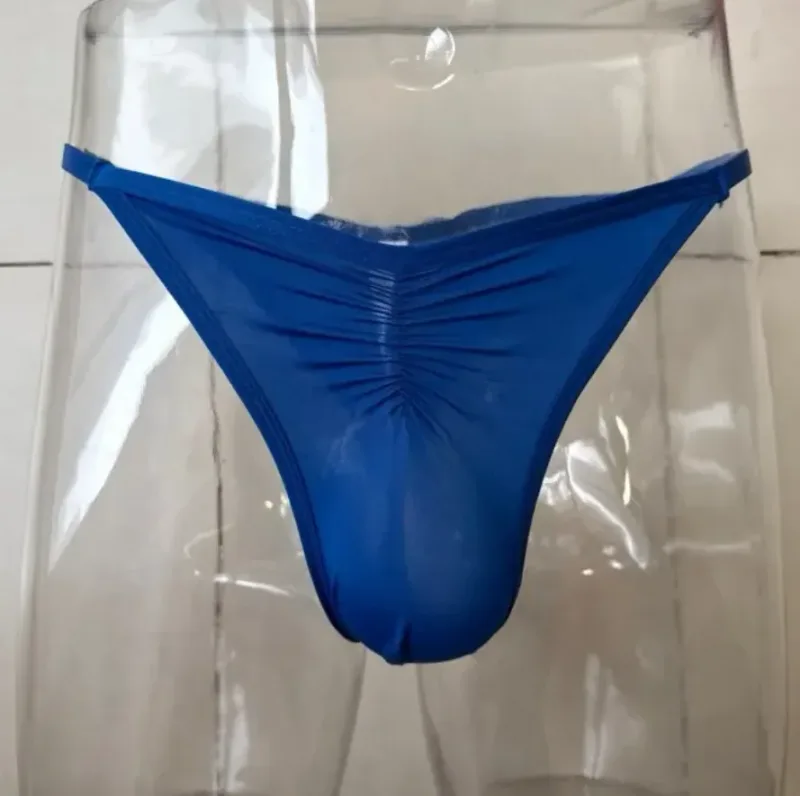 US Size Men's Ice Silk Thongs Briefs Sexy Low-Rise G-String Breathable Seamless T-Back Sports Fitness Underwear Plus Size