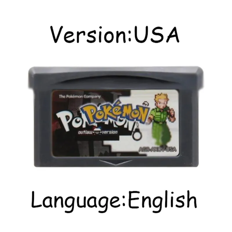 GBA Pokemon Game Cartridge 32-bitars videospelskonsolkort AshGray Liquid Crystal Light Platinum Moemon Emerald Engelska språket — image 12