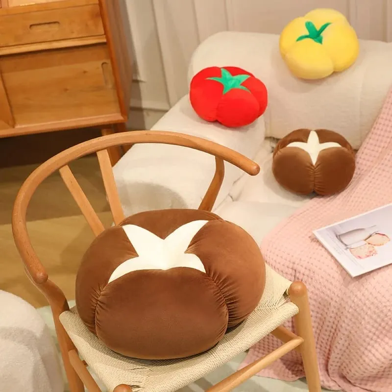Kawaii محاكاة الخضروات الفاكهة أفخم وسادة البرسيمون شيتاكي الفطر الطماطم لينة ديكور وسادة لغرفة النوم أريكة هدية — image 6
