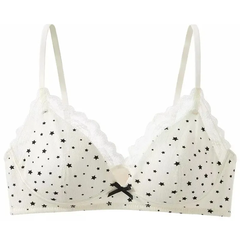 Women No Underwire Bra Set Soft Support Push‑Up For Small Bust Prevent Sagging & Side Spread Sweet Girly Style Lingerie 32‑38 — image 4