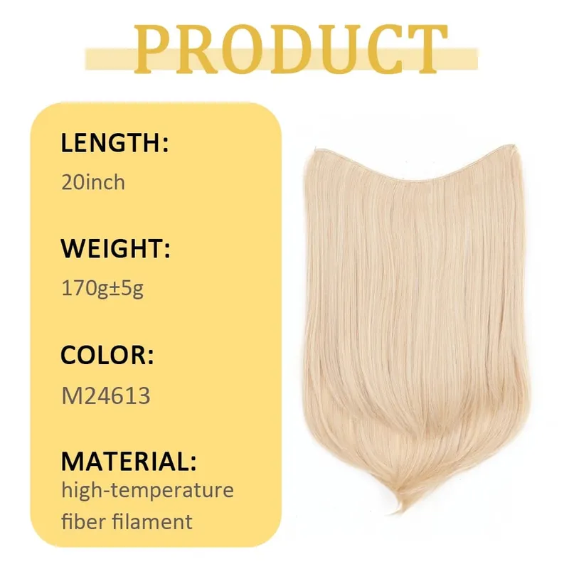 20Inch Synthetic Layered Buckle Hair Extensions Clip In Hair Weft High Temperature Fiber Long Straight Hairpiece for Women — image 3