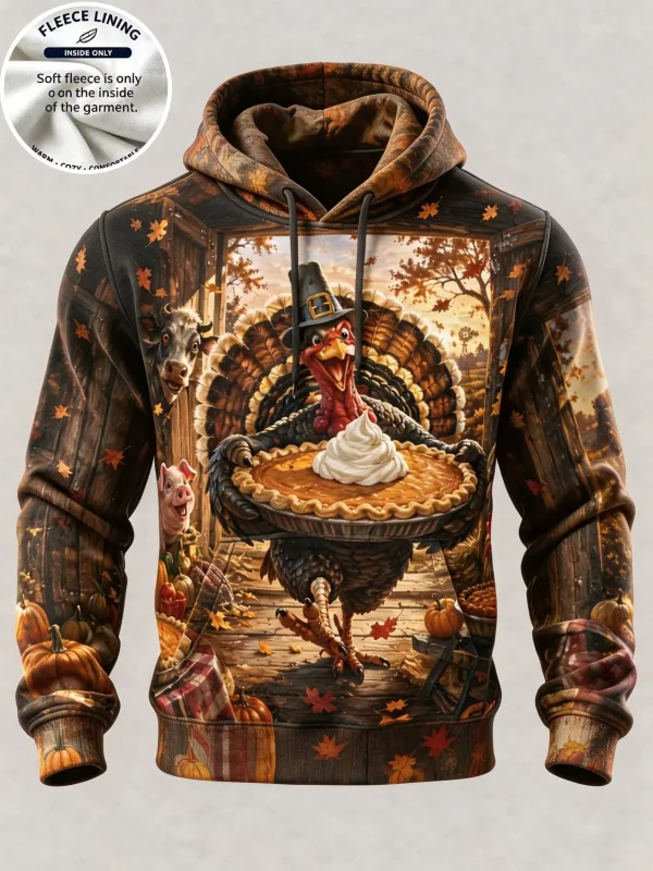 3D Print Christmas Fleece Hoodie Funny Santa Blowing Christmas Tree Pullover Long Sleeve Kangaroo Pocket Xmas Sweatshirt — image 14