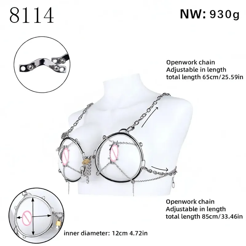 Wearable Metal Erotic Bra Sex Chest Hood Heavy-duty Breast Binder Chest Cover Nipple Massager Nipples Teating For Women Men