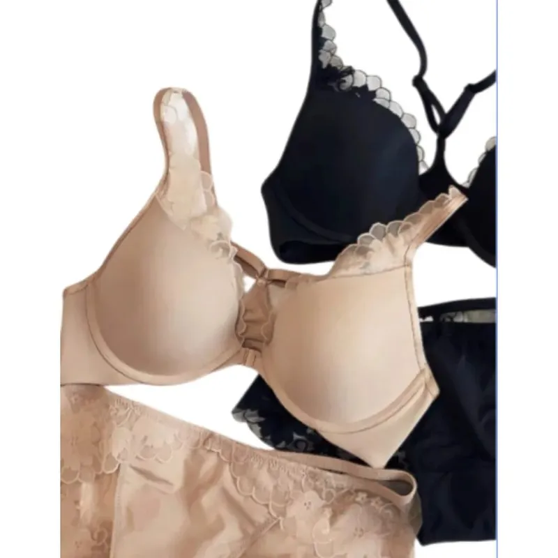 Seamless Front Buckle Halter Bra Soft Underwire Thin Summer Push Up Small Bust Minimizer Big Chest Sexy Back Lingerie 32-38 Set — image 3
