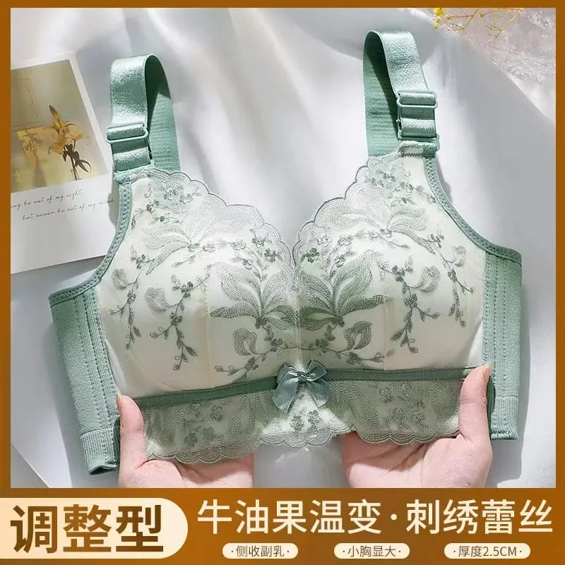 Sujetador de encaje Sexy, Push Up, sujetador suave, recolección de senos pequeños, encaje antiflacidez, ropa interior de mujer, lencería ajustable — image 1