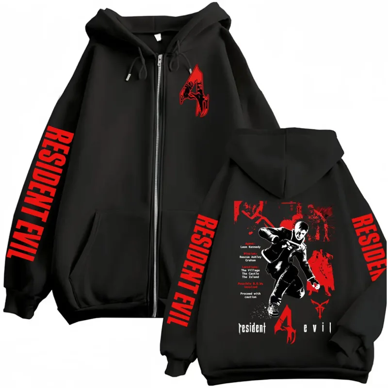Limited Resident Evil Requiem Leon Kennedy Zipper Hoodies Men Women Harajuku Fashion Jacket Sweatshirts Long Sleeve Zip Up Coats — image 1