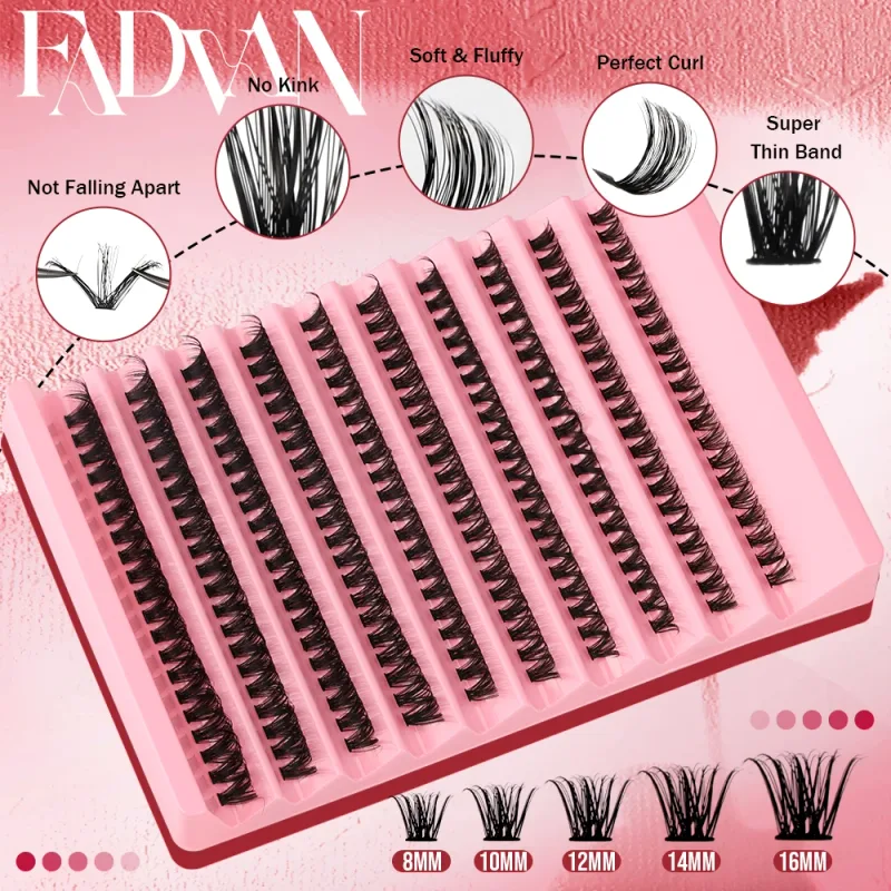 Fadvan DIY Cụm Hàng Mi Hỗn Hợp Khay Cá Nhân Hàng Mi Tập Mắt Hàng Mi Mềm Tự Nhiên Hàng Mi Chồn Mi Cụm Lông Mi Giả — image 4