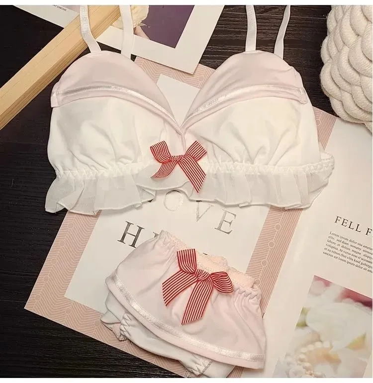 Set pakaian dalam wanita set celana dalam bra wanita inti lucu Angkatan Laut setelan pelaut busur set Lingerie set gadis seksi wanita cosplay Lolita — image 3