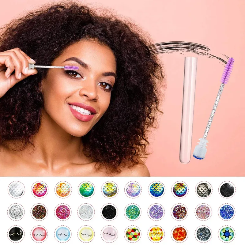 50/100 pces tubo de escova de cílios reutilizáveis para extensão de cílios varinhas de rímel descartáveis escova de sobrancelha aplicador escovas de cílios — image 4