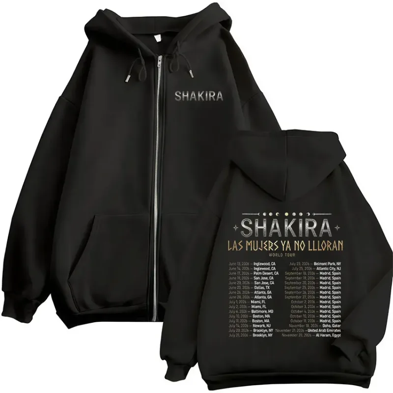 Shakira Las Mujeres Ya No Lloran World Tour 2026 Zipper Hoodies Men Women Fashion Casual Long Sleeve Zip Up Sweatshirts Jackets — image 1