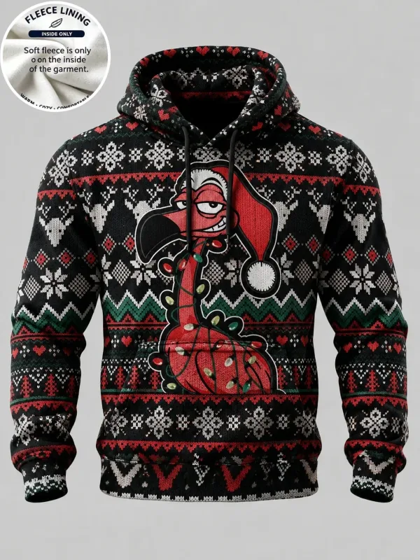 3D Print Christmas Fleece Hoodie Polar Bear Pizza Beer Home Party Pullover Long Sleeve Kangaroo Pocket Holiday Sweatshirt — image 6