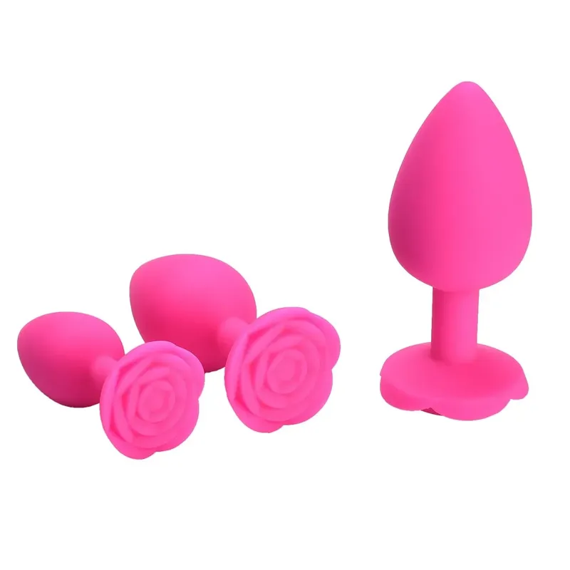 Rose Flower Silicone Anal Beads Butt Plug Set Small Medium Large Anal Plug Jewelry Anal Trainer Dildo Anus Sex Toy Men Women Gay — image 3