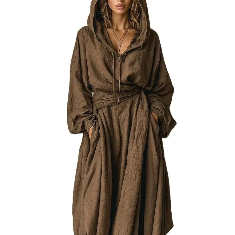 Robe de soirée en coton et Polyester imprimé pour femmes, col en V, coupe ample, ceinture, Maxi, taille portefeuille, Style Boho, longue — image 2