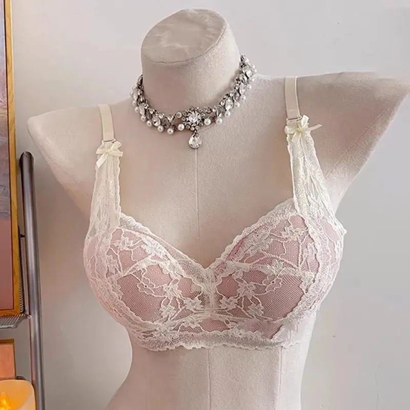 セクシーな BANERDANNI Halter Lace Bra Bow Padded Push Up Wireless Brassiere Soft Lingerie Small Bust Ladies Daily Casual Underwear — image 10