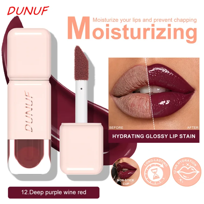 Brillo de labios brillante espejo agua tinte de labios taza no pegajosa de larga duración lápiz labial líquido hidratante maquillaje de labios rojo marrón desnudo